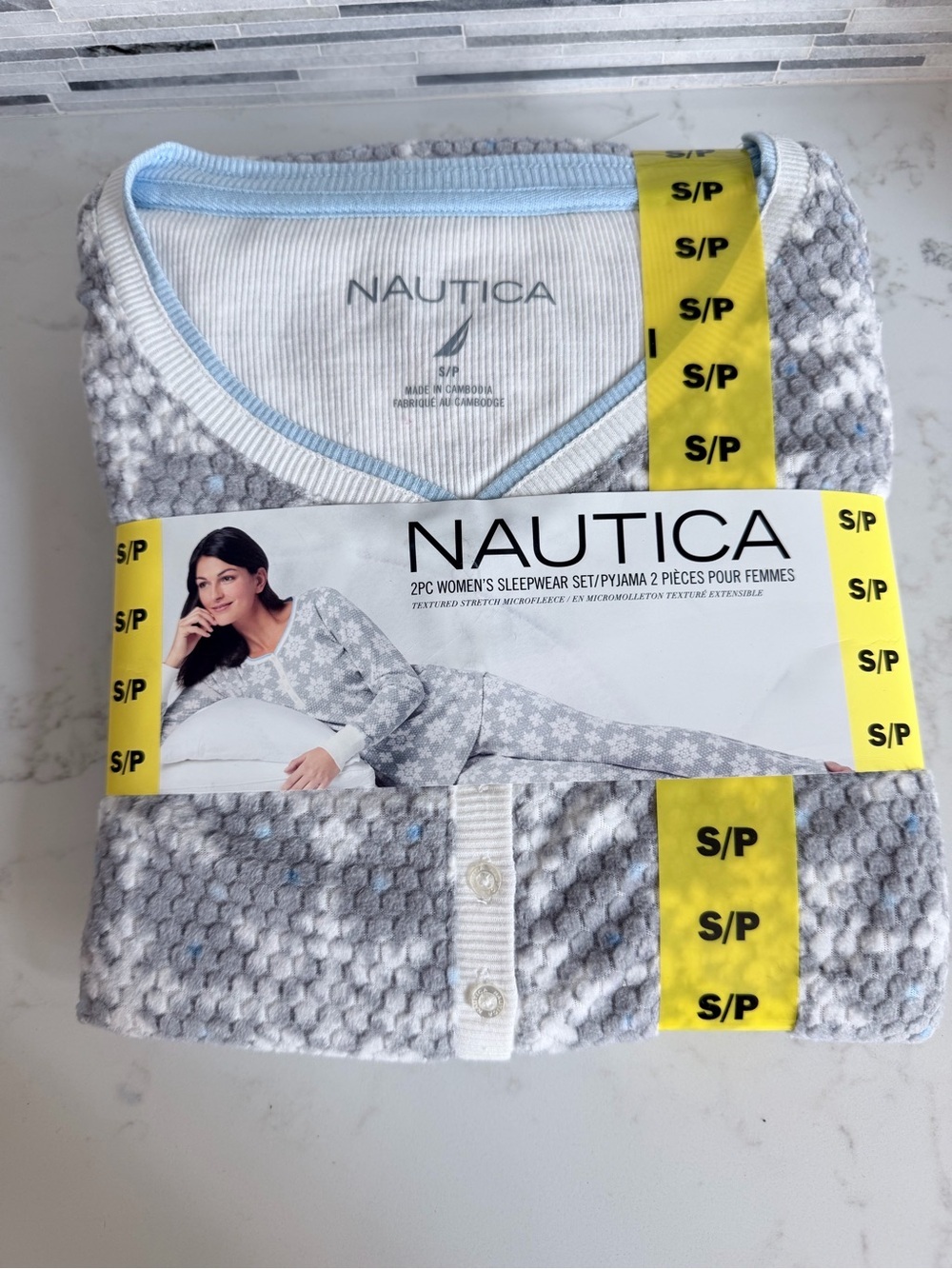 Nautica Women's Grey & White Sleepwear 2-Piece Sleepwear Set Panama size S